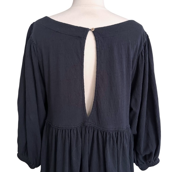 FREE PEOPLE Beach Get Obsessed Relaxed Gauzy Babydoll Mini Dress Black Sz Small - Picture 10 of 13